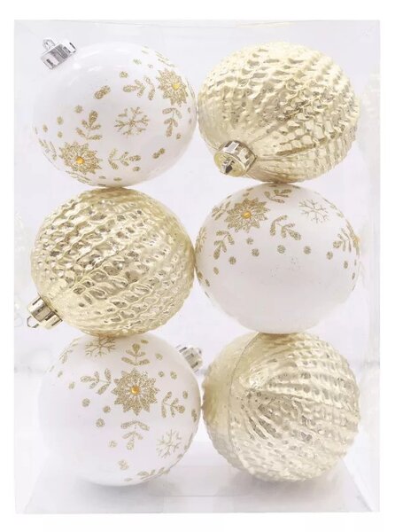Noelle fehér arany karácsonyi gömbök 6 db os szett FAVI hu