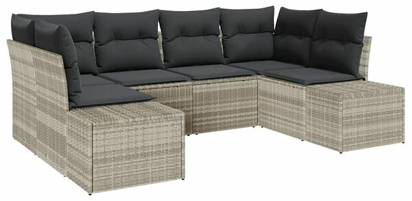 VidaXL Kerti Kanapé Szett párnával 6 pcs Világosszürke polirattan