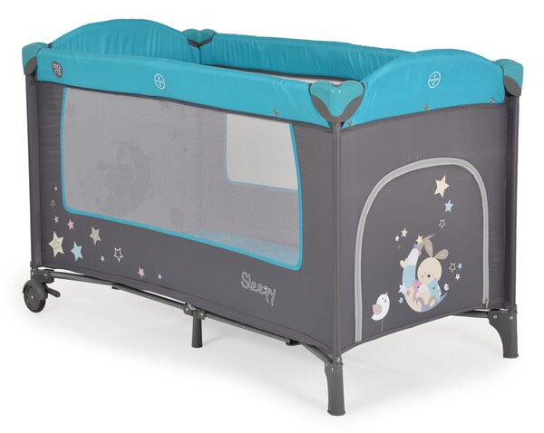 Moni Sleepy összecsukható luxus utazóágy 2 szint+pelenkázó+ játék türkiz