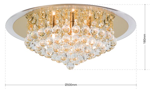 GLORIA kristály mennyezeti lámpa, arany, 50 cm