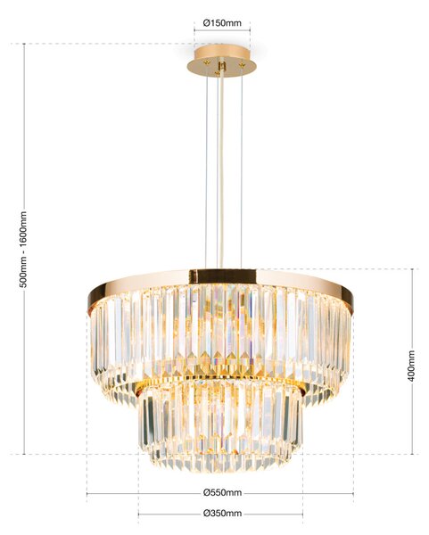 PRISM LED kristálycsillár, arany