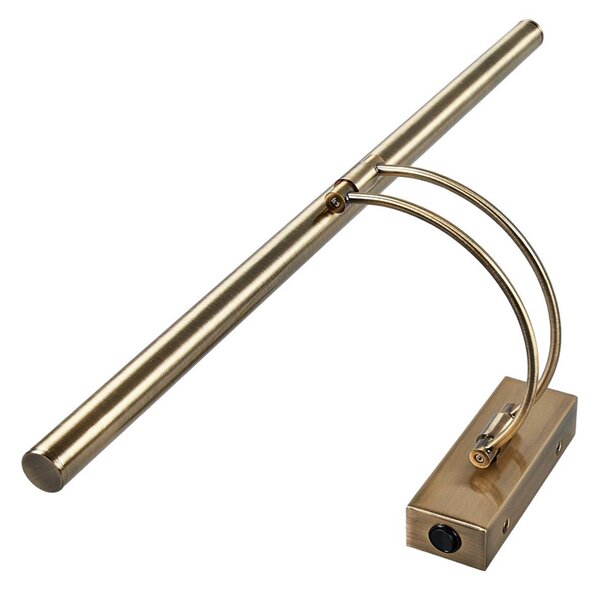 Lucande LED-es képvilágítás Dimitrij, ívelt, sárgaréz, fém, Bronz / antik sárgaréz, Nappali / Étkező, fém, Antik