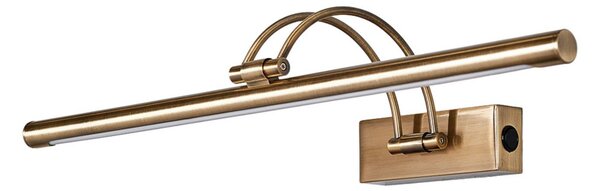 Lucande LED-es képvilágítás Dimitrij, ívelt, sárgaréz, fém, Bronz / antik sárgaréz, Nappali / Étkező, fém, Antik