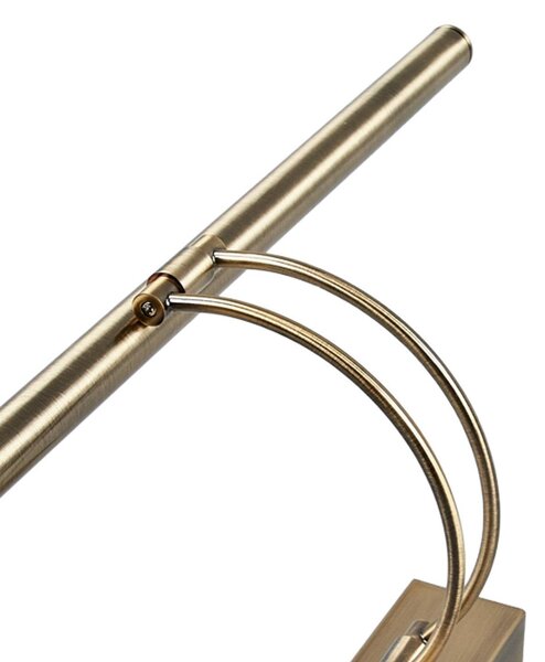 Lucande LED-es képvilágítás Dimitrij, ívelt, sárgaréz, fém, Bronz / antik sárgaréz, Nappali / Étkező, fém, Antik