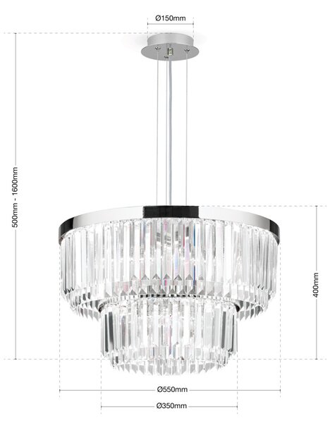 PRISM LED kristálycsillár, króm