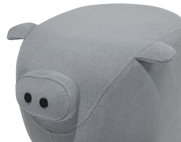 Világosszürke szövet állatos puff 50 x 35 cm PIGGY