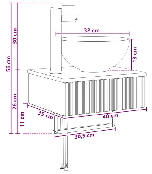 VidaXL Fali Mosdó Antik Fa 40 x 35 x 39 cm Szerelt Fa