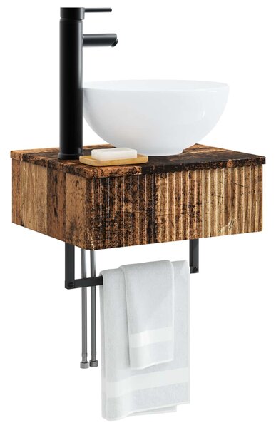 VidaXL Fali Mosdó Antik Fa 40 x 35 x 39 cm Szerelt Fa