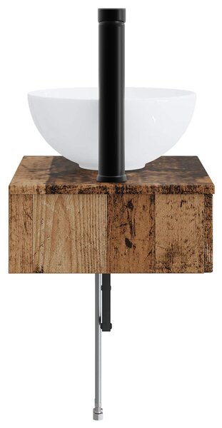 VidaXL Fali Mosdó Antik Fa 40 x 35 x 39 cm Szerelt Fa