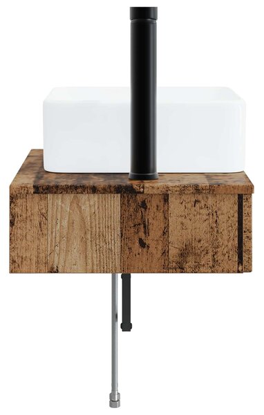 VidaXL Fali Mosdó Antik Fa 53 x 35 x 39 cm Szerelt Fa