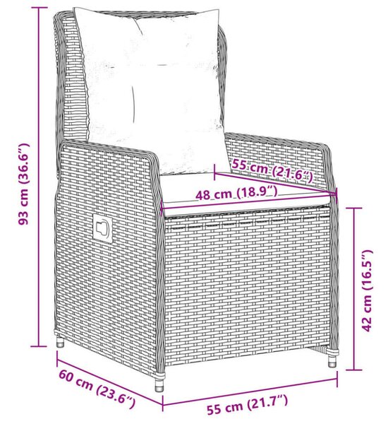VidaXL Polyrattan Kerti Étkezőgarnitúra - 7 részes - Szürke