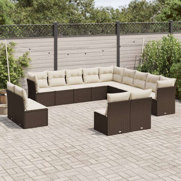 VidaXL Polyrattan Kerti Ülőgarnitúra - 13 részes - Barna