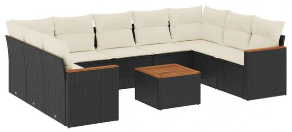 VidaXL Polyrattan Kerti Ülőgarnitúra - 10 részes - Fekete