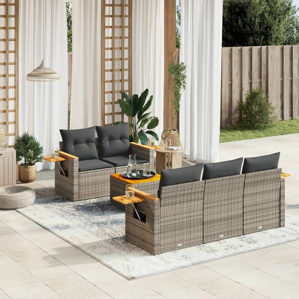 VidaXL Polyrattan Kerti Ülőgarnitúra - 6 részes - Szürke