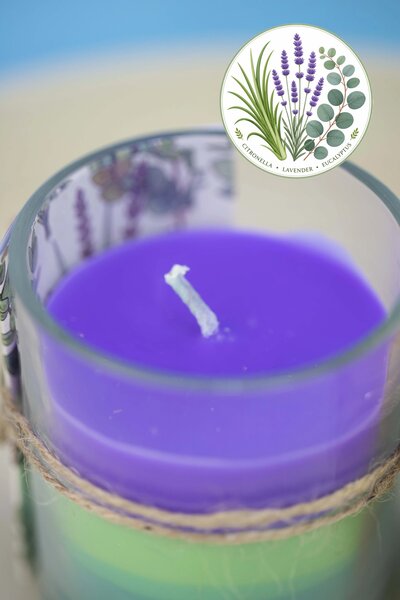 3 illatú rovarriasztó hatású gyertya – eukaliptusz, citronella, levendula