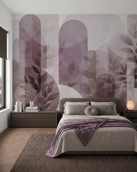 Fotótapéta Absztrakt geometriai elemek és finom levelek halvány rózsaszínben, Fotótapéta modern, w10088v2 : Uwalls.hu