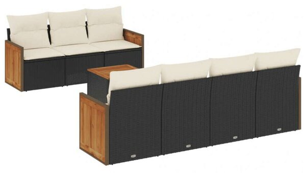 VidaXL 8 részes Kerti Ülőgarnitúra - Fekete Polyrattan