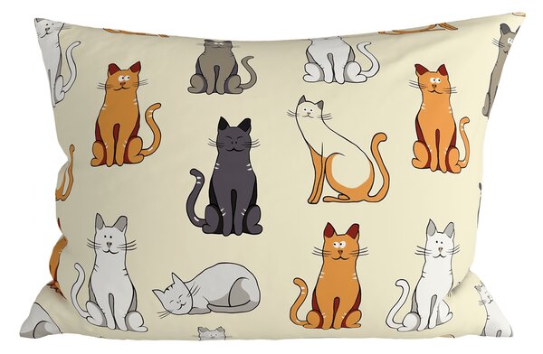 Polipamut párnahuzat COLORED CATS POLY 50x70 cm, krémszínű