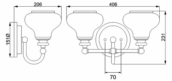 Hinkley glamour klasszikus fali lámpa ainsley króm elshk-ainsley2-bath IP44
