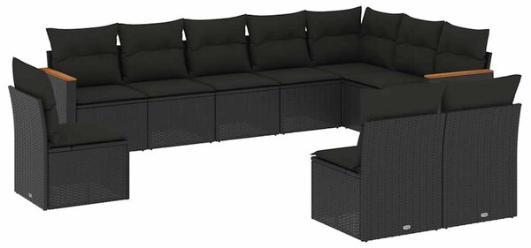 VidaXL Polyrattan Kerti Ülőgarnitúra - 10 részes - Fekete