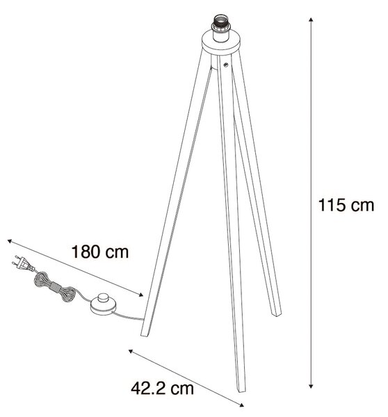 Rusztikus állólámpa állvány dióból - Tripod Classic