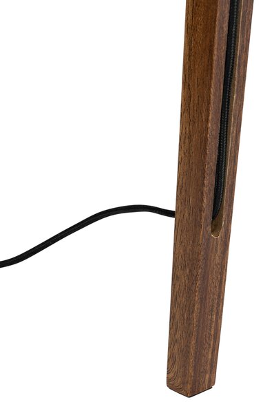 Állólámpa diófa háromlábú állvánnyal, piros lámpabúrával és arany belsővel 50cm - Tripod Classic