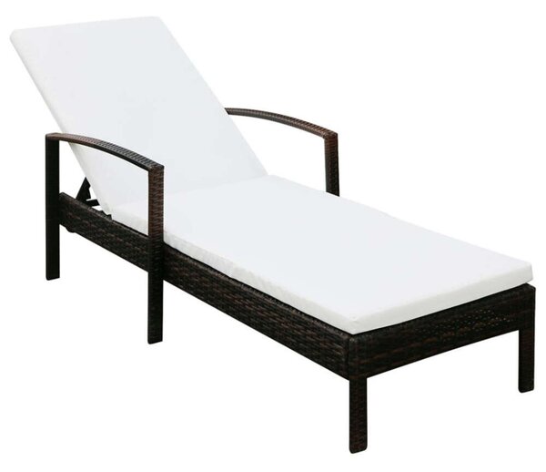 VidaXL Napozóágy - Barna Polyrattan - 195cm