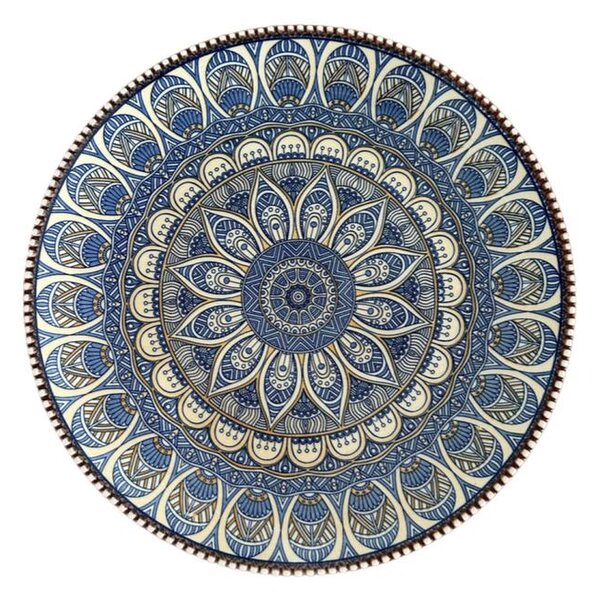 "Cenefas Azul" mediterrán kerámia lapos tányér (20 cm)