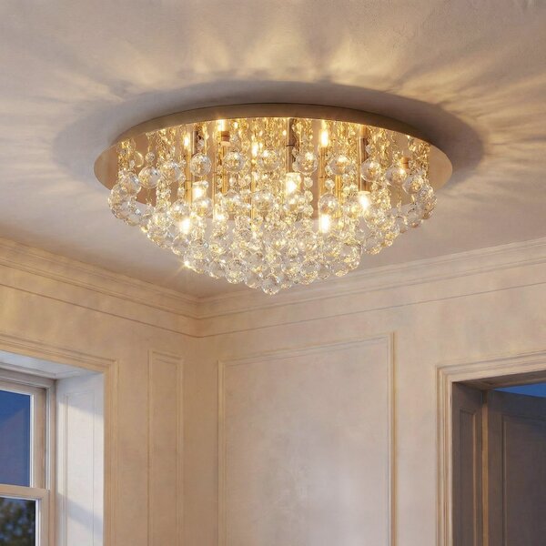 Mennyezeti Lámpa Lindby, Gillion, dimmable, Arany / Sárgaréz, Nappali, Kristály, Modern
