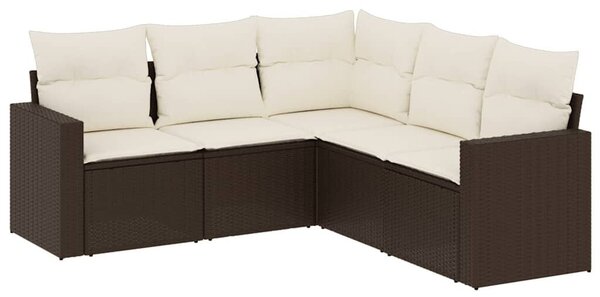 VidaXL 5 részes barna polyrattan kerti ülőgarnitúra párnával
