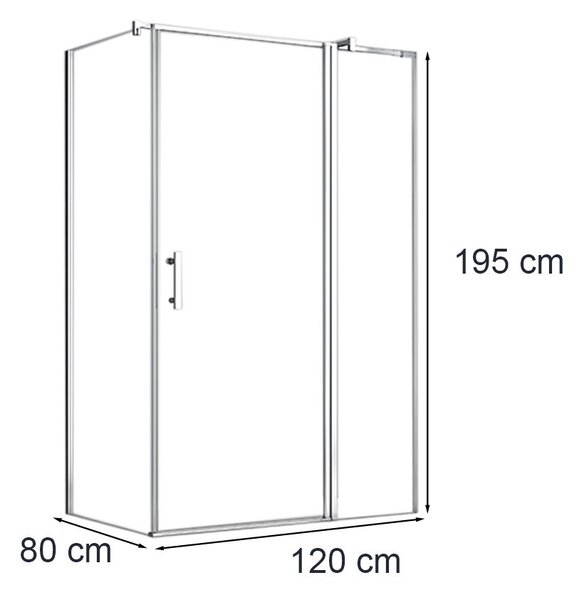 Simple 80x120 cm nyílóajtós aszimmetrikus zuhanykabin zuhanytálca nélkül