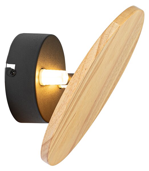 Rusztikus fali lámpa kerek fa - Pulley