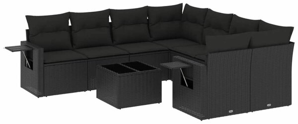 VidaXL Polyrattan Kerti Ülőgarnitúra - 9 részes - Fekete