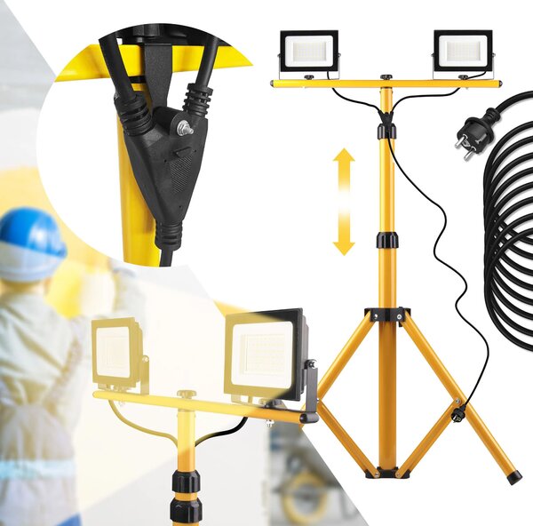 Toolight Rea, Halogén LED építőipari lámpák állványon 2x20W RSL001-20N, KPL-10200