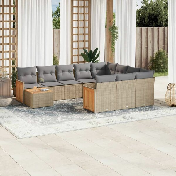 VidaXL Polyrattan Kerti Ülőgarnitúra - 11 részes - Bézs
