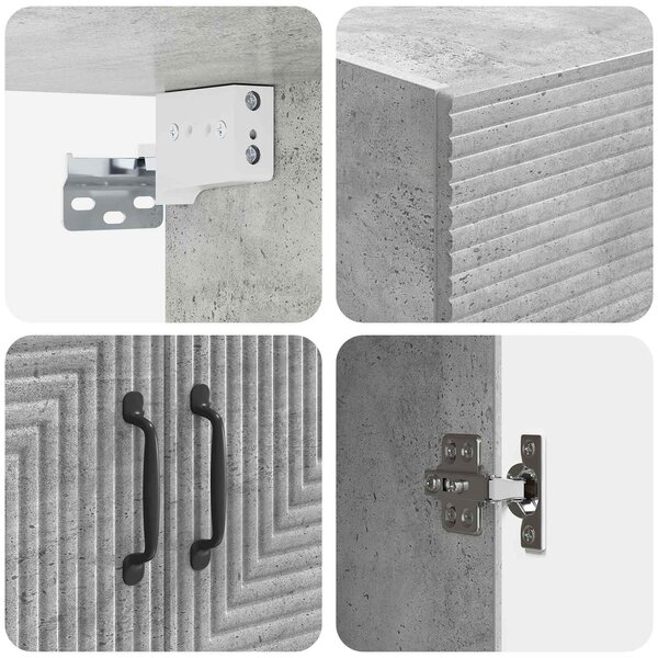 VidaXL Fali szekrény Betonszürke 66 x 34,5 x 90 cm Szerelt Fa