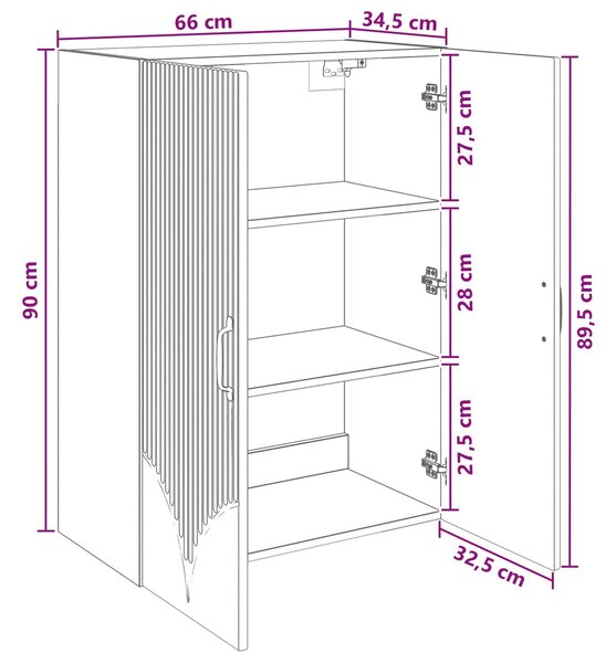 VidaXL Fali szekrény Füstös Tölgy 66 x 34,5 x 90 cm Szerelt Fa
