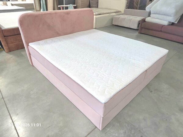 Kárpitozott boxspring ágy FORENA 140x200 cm sötétzöld Matrac: Bonell rugós matrac