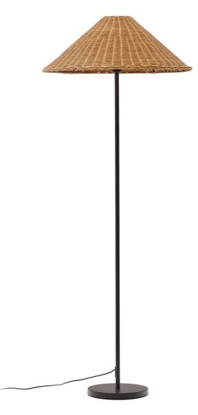 Black Friday - Fekete-natúr színű állólámpa rattan búrával (magasság 154 cm) Urania – Kave Home