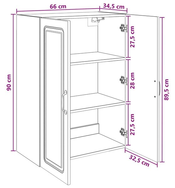 VidaXL Fali szekrény Szürke Sonoma 66 x 34,5 x 90 cm Szerelt Fa