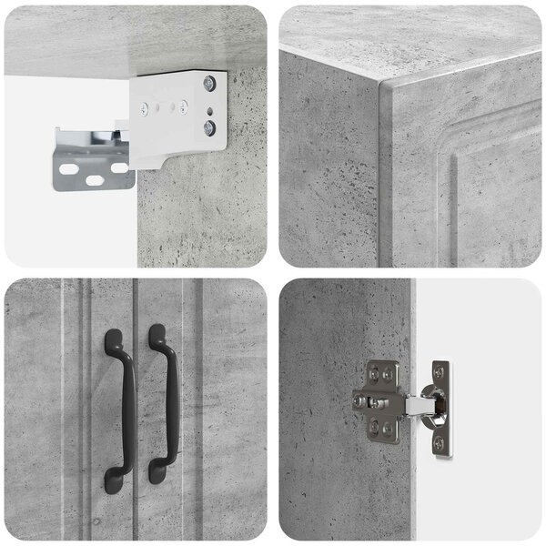 VidaXL Fali szekrény Betonszürke 66 x 34,5 x 90 cm Szerelt Fa