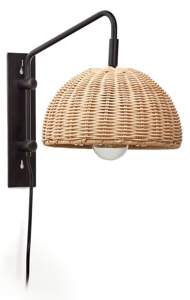 Fekete-natúr színű fali lámpa ø 23 cm Damila – Kave Home