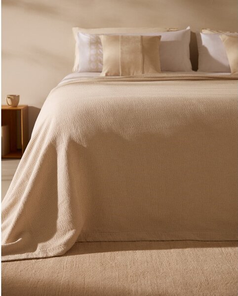 Bézs pamut ágytakaró franciaágyra 180x250 cm Bedar – Kave Home