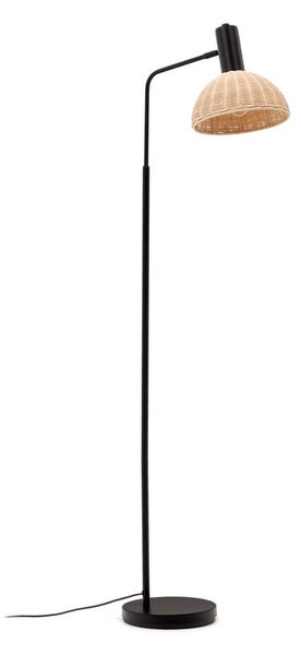 Black Friday - Fekete-natúr színű állólámpa rattan búrával (magasság 157 cm) Damila – Kave Home