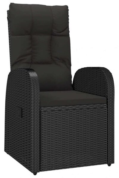 VidaXL 9 részes fekete polyrattan kerti étkezőgarnitúra párnákkal