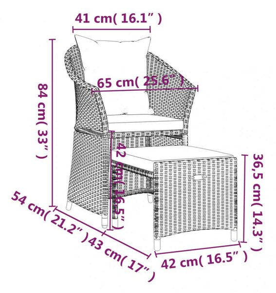 VidaXL Polyrattan Kerti Ülőgarnitúra - 2 részes