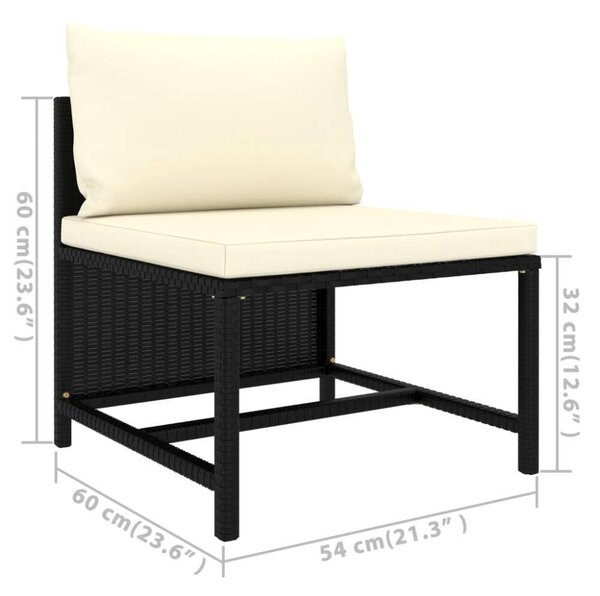 Polyrattan Kerti Ülőgarnitúra - 6 részes - Fekete