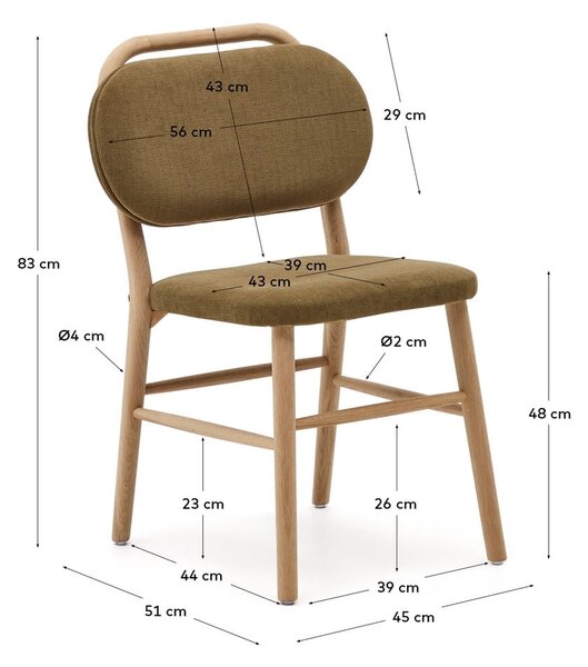 Khaki étkezőszék szett 2 db-os Helda – Kave Home