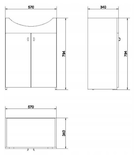 Cersanit Cersania, mosdószekrény 60 cm, fehér, S509-031-DSM