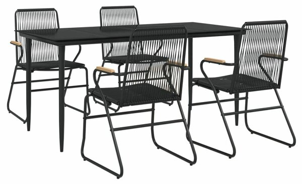 VidaXL 5 részes fekete PVC rattan kerti étkezőgarnitúra
